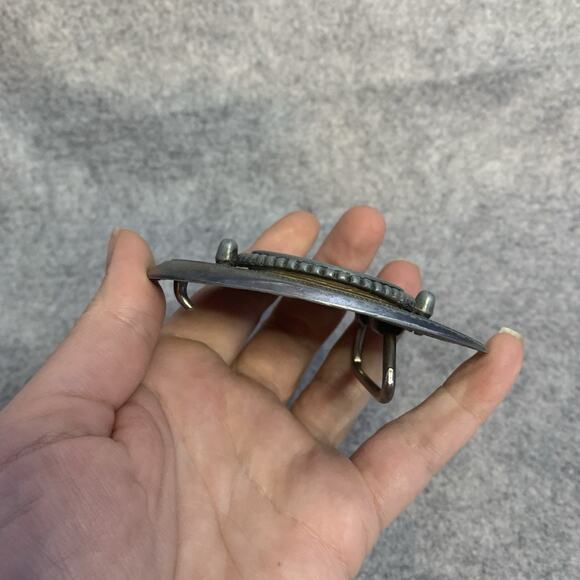 1972-D Eisenhower Silver Dollar Coin Vintage Western Belt Buckle, 3.25” X 2.5” - Picture 6 of 8